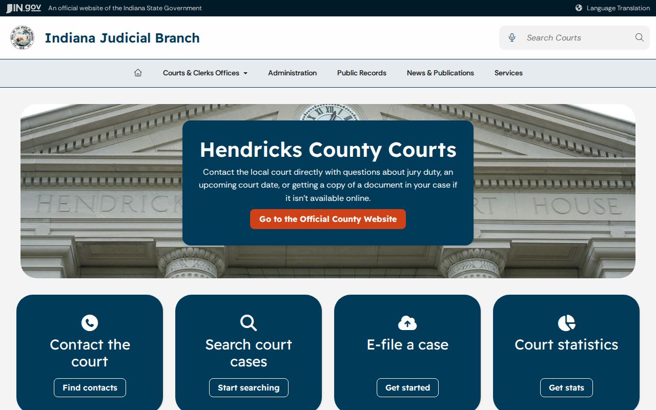 Hendricks County arrest warrant court and District 16 route